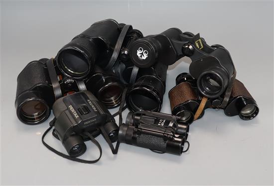 Four pairs of various binoculars